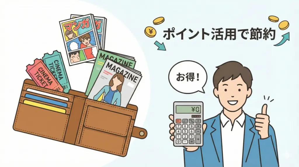 U-NEXTのポイント活用で映画やマンガ代が節約できるイメージ